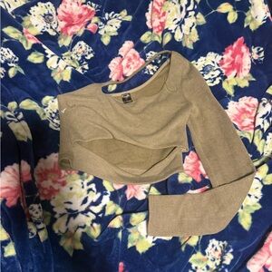J.O.A. Tan Asymmetrical Crop Top